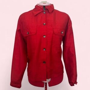 Vintage‎ Chico's orange 100% Silk Button-Up Shirt Jacket — Size L/XL
